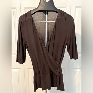 Ann Taylor Brown Ruched Wrap Top